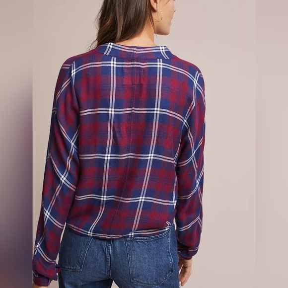 Rails Sloane Plaid Tie Waist Button Up Shirt Red Blue Size Small - Picture 3 of 12